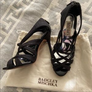 Black glittery high heels